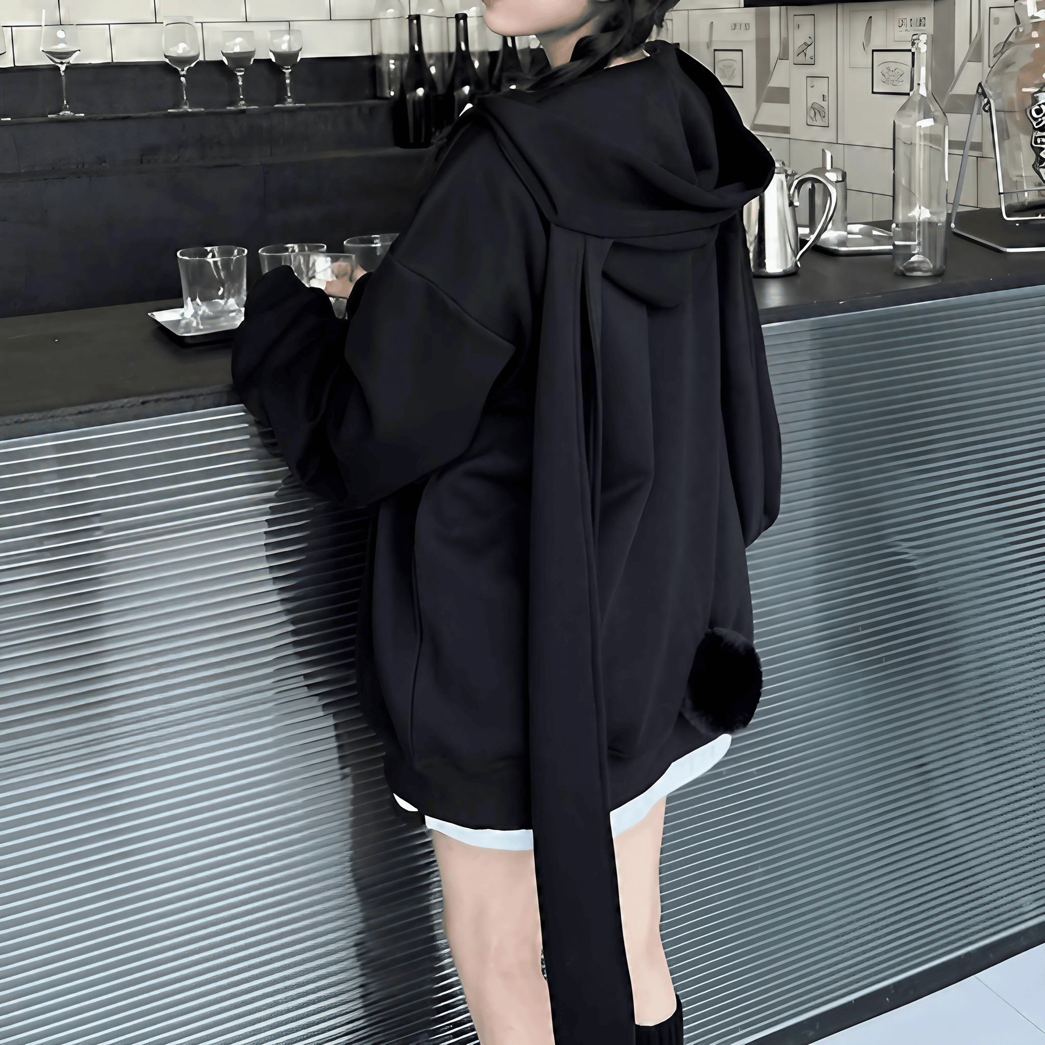 うさ耳フードジップアップパーカー◆パーカー ガーリー系 S、M、L、XL、XXL