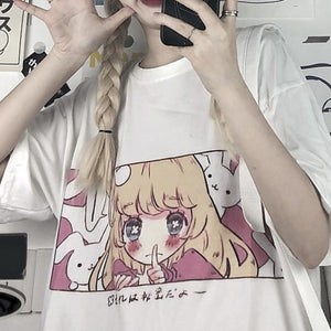 イラストプリントルーズTシャツ秘密ver◆トップス Tシャツ ワンサイズ