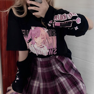 イラストプリントTシャツスナイパーガールver◆トップス Tシャツ S、M、L、XL