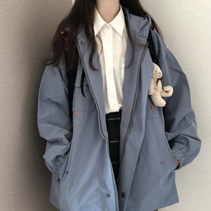 フード付ルーズウインドブレーカー◆アウター S、M、L、XL