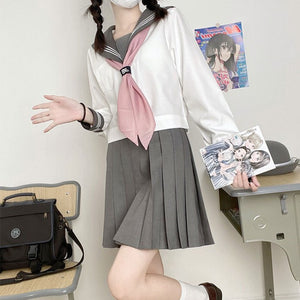 セーラー服上下+スカーフセット<4>◆セットアップ S、M、L、XL