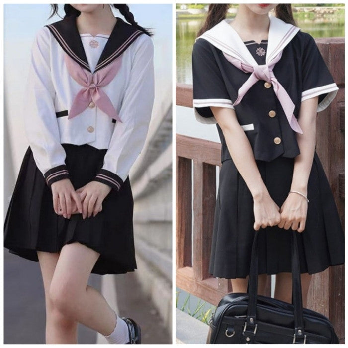 セーラー服上下+スカーフセット<5>◆セーラー服 学生服 S、M、L、XL