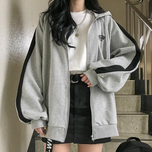 【期間限定30%OFF】ラインスリーブジップアップパーカー◆アウター パーカー S、M、L、XL、XXL