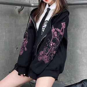 スカルデザインスリーブパーカー◆アウター パーカー S、M、L、XL、XXL