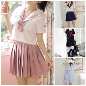 半袖セーラー服上下+リボンセット<1>◆セットアップ S、M、L、XL、XXL