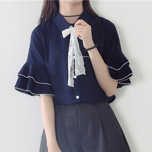 ベルスリーブボウタイシャツ◆トップス S、M、L、XL、XXL