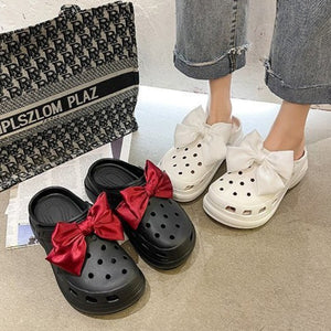 ビッグリボン厚底クロッグサンダル◆シューズ 厚底サンダル