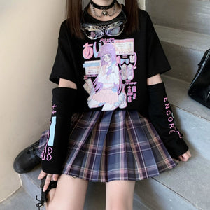 袖取り外し可イラストプリントTシャツあいとへいわver◆トップス Tシャツ S、M、L、XL、XXL