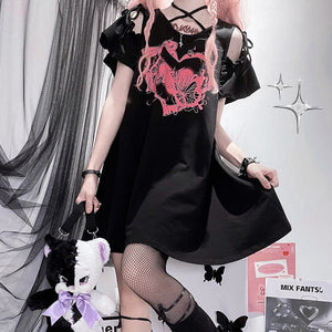 オフショルボウストラップシャツワンピース◆ワンピース S、M、L、XL