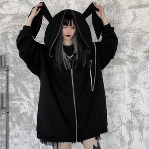 うさ耳フード付ジップアップジャケット◆アウター ワンサイズ