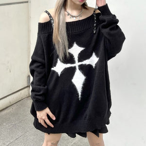 オフショルストラップニットセーター◆トップス M、L、XL