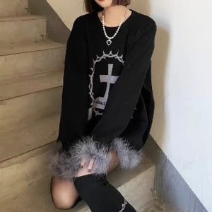 ファーカフスニットセーター◆トップス M、L