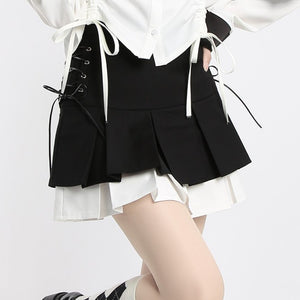 【CW】サイドストラップレイヤードスカート◆ボトムス S、M、L