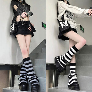 ワイドボトムストライプレッグウォーマー◆ソックス レッグウォーマー