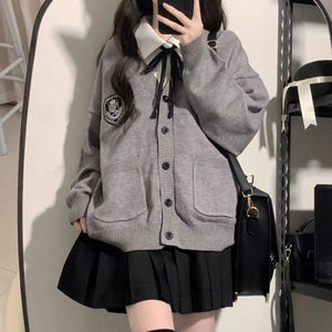 シャツ+プリーツスカート+カーディガン3点セット(47)◆セットアップ S、M、L、XL
