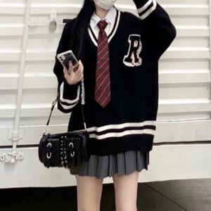 シャツ+プリーツスカート+セーター+ネクタイ4点セット(60)◆セットアップ S、M、L、XL、XXL