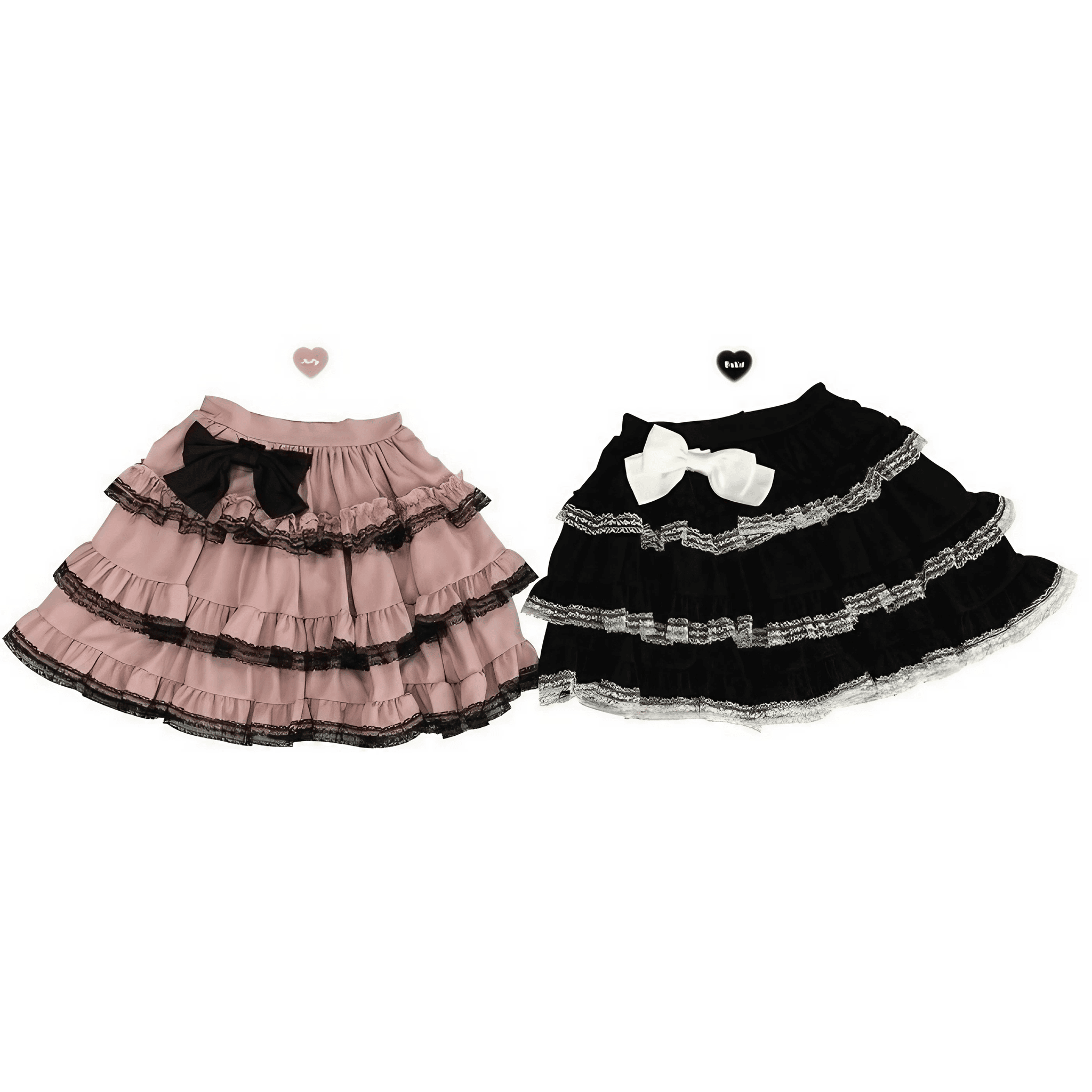 リボンアクセントレースフリルスカート◆ミニスカート 地雷系 S、M、L