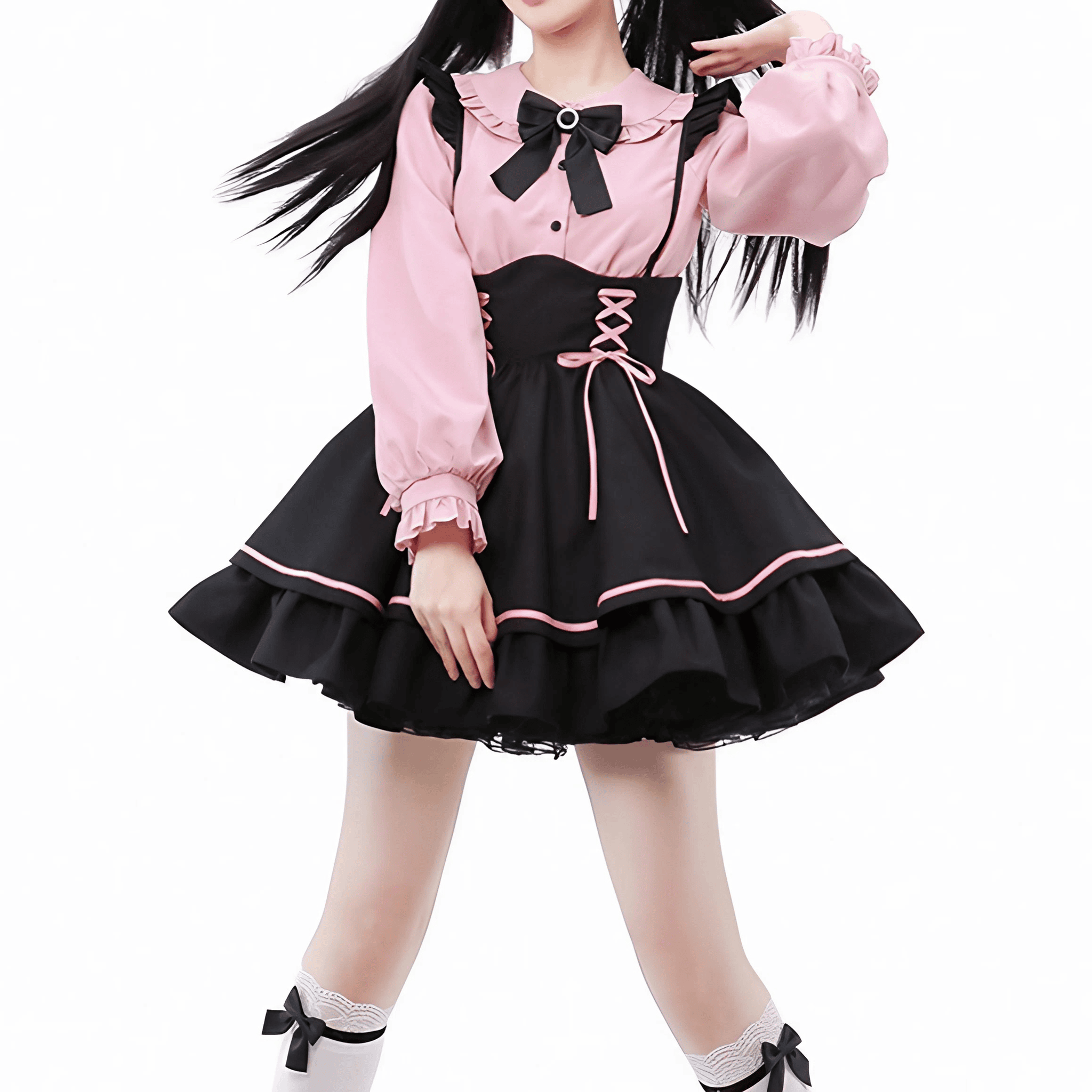 フリルドールカラーピンクブラウス◆ブラウス 地雷系 S、M、L、XL