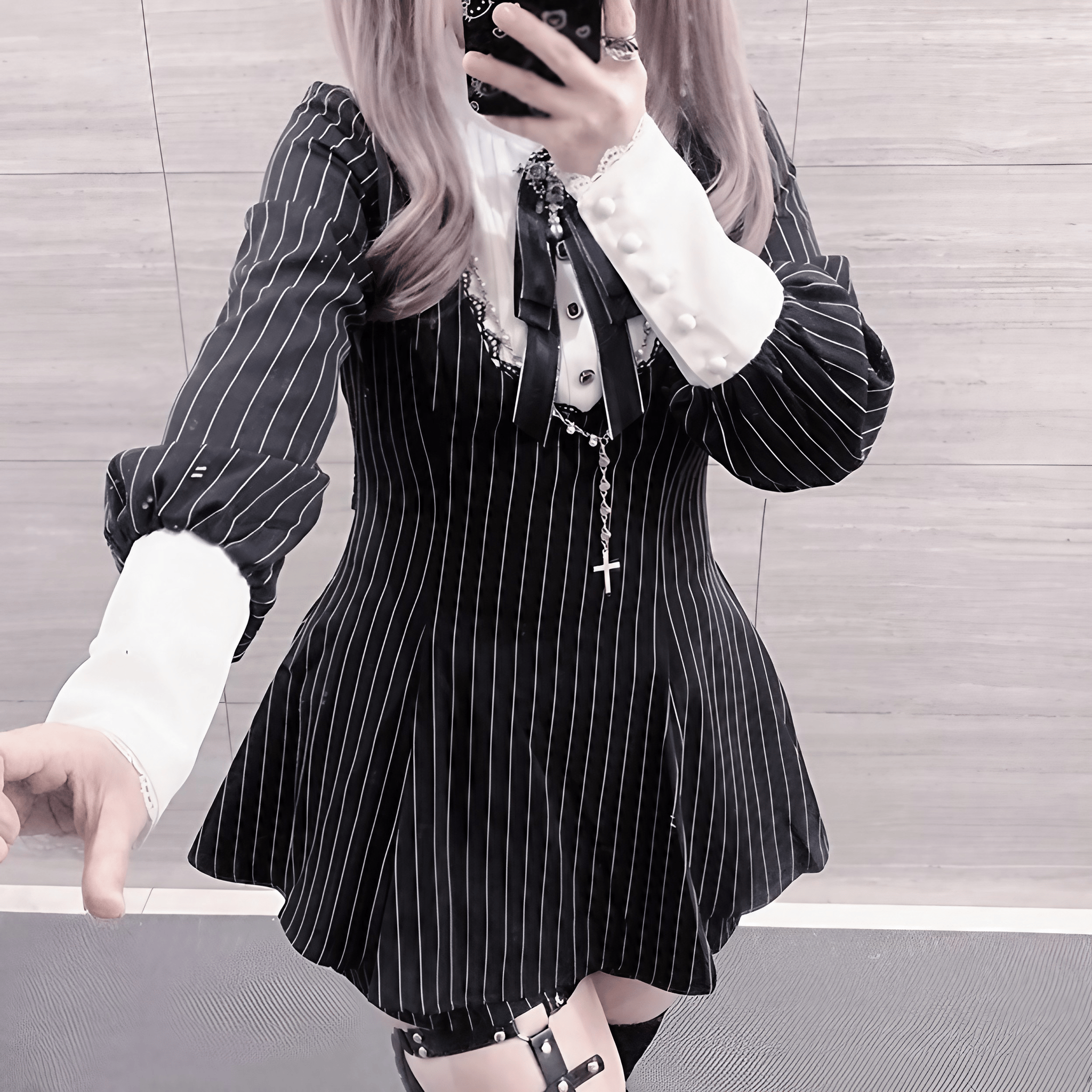 ロングカフスストライプセットアップ◇セットアップ 地雷系 S、M、L ロングカフスストライプセットアップ◇セットアップ 地雷系 S、M、L