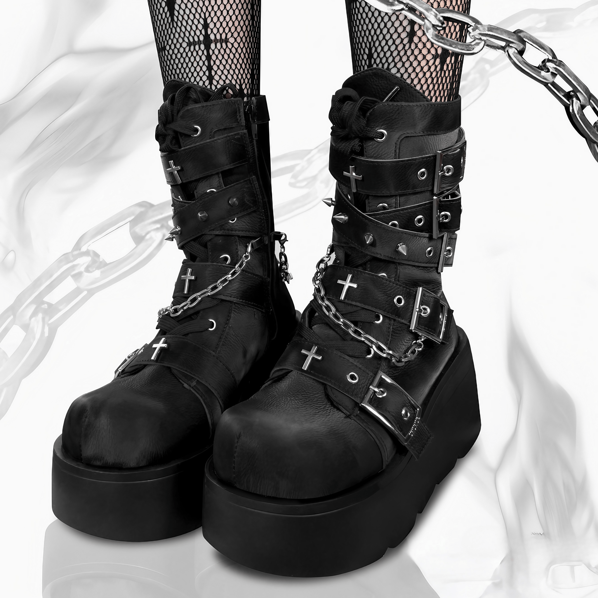 クロスチェーンナイト厚底ブーツ◇ブーツ 地雷系 – CIELOHUK クロスチェーンナイト厚底ブーツ◇ブーツ 地雷系 – CIELOHUK