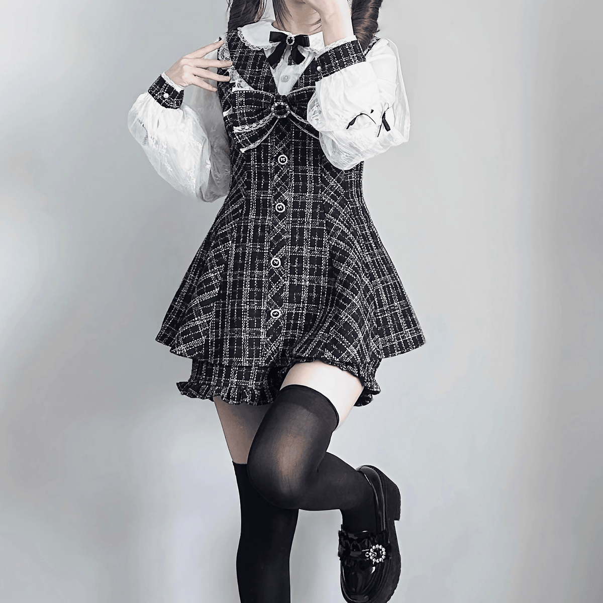 【VirtualParadise】ツイードチェックガーリーセットアップ◆セットアップ 地雷系 S、M、L、XL
