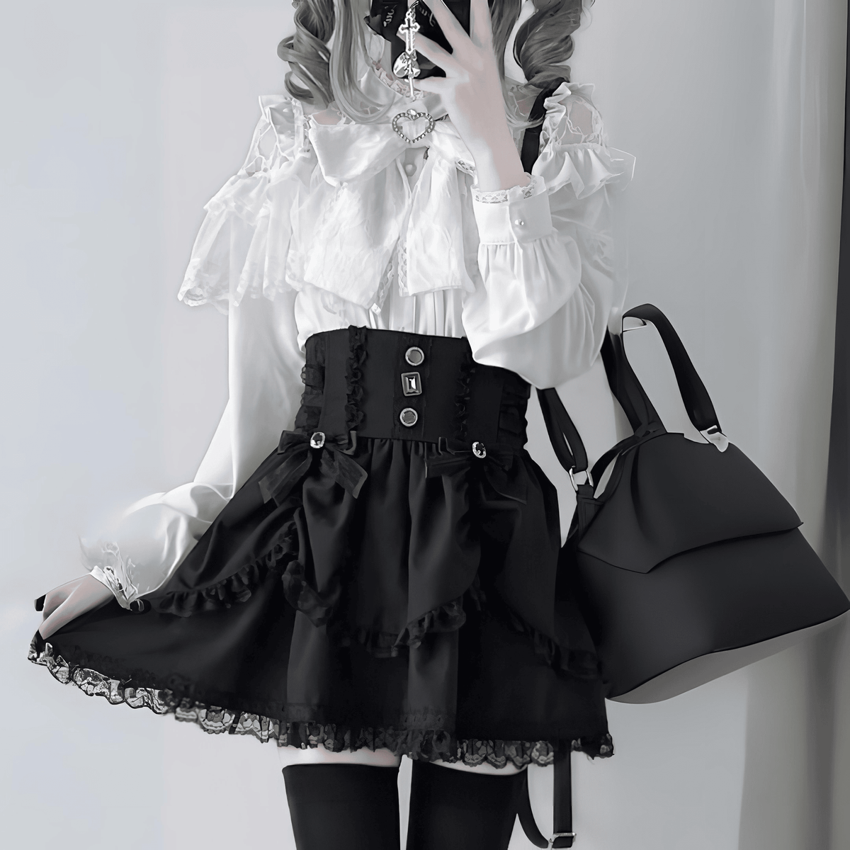 【VirtualParadise】リボン&レースガーリーブラウス◆ブラウス 地雷系 S、M、L、XL