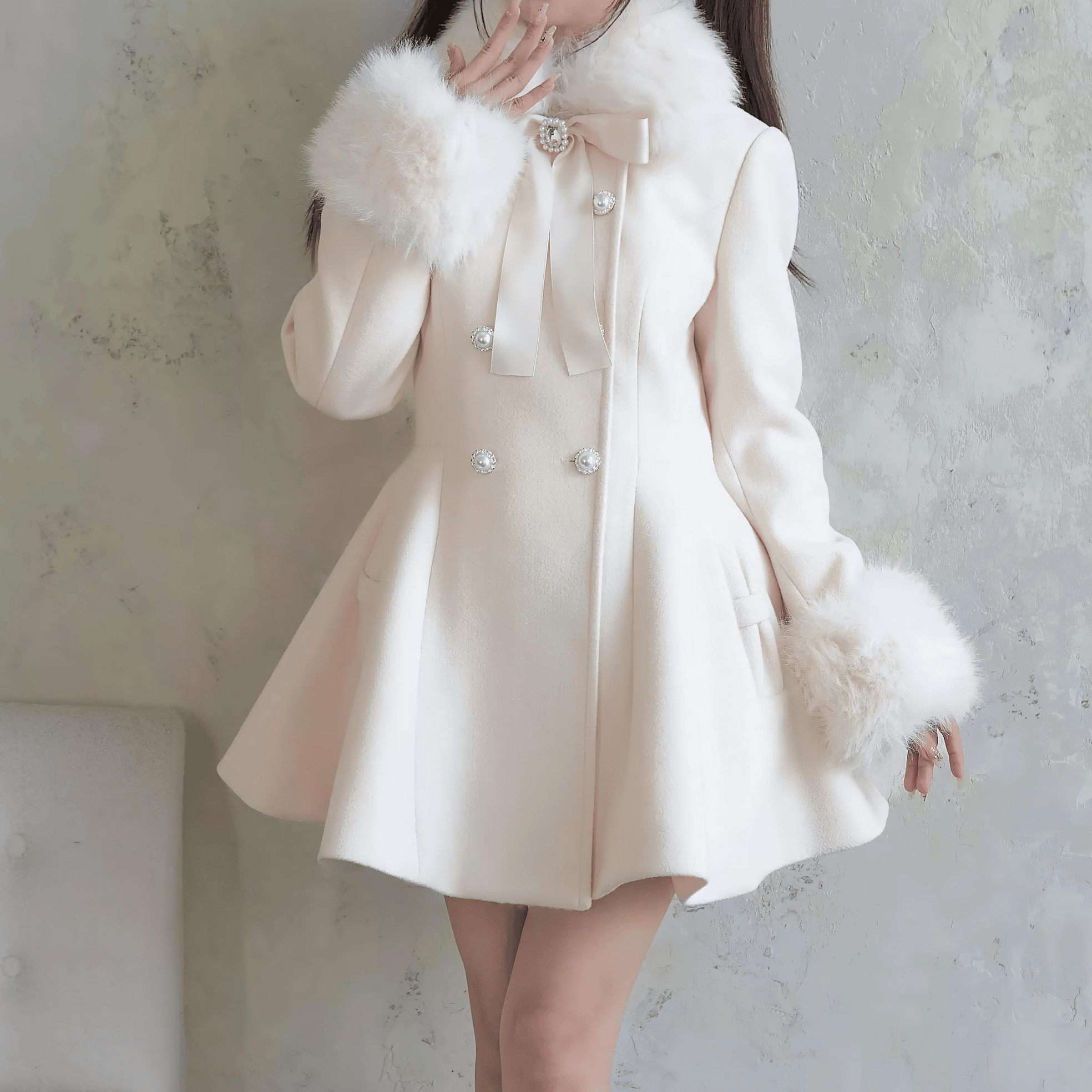 NoGenki】フレアシルエットガーリーダブルボタンコート◇コート 量産型 NoGenki】フレアシルエットガーリーダブルボタンコート◇コート 量産型