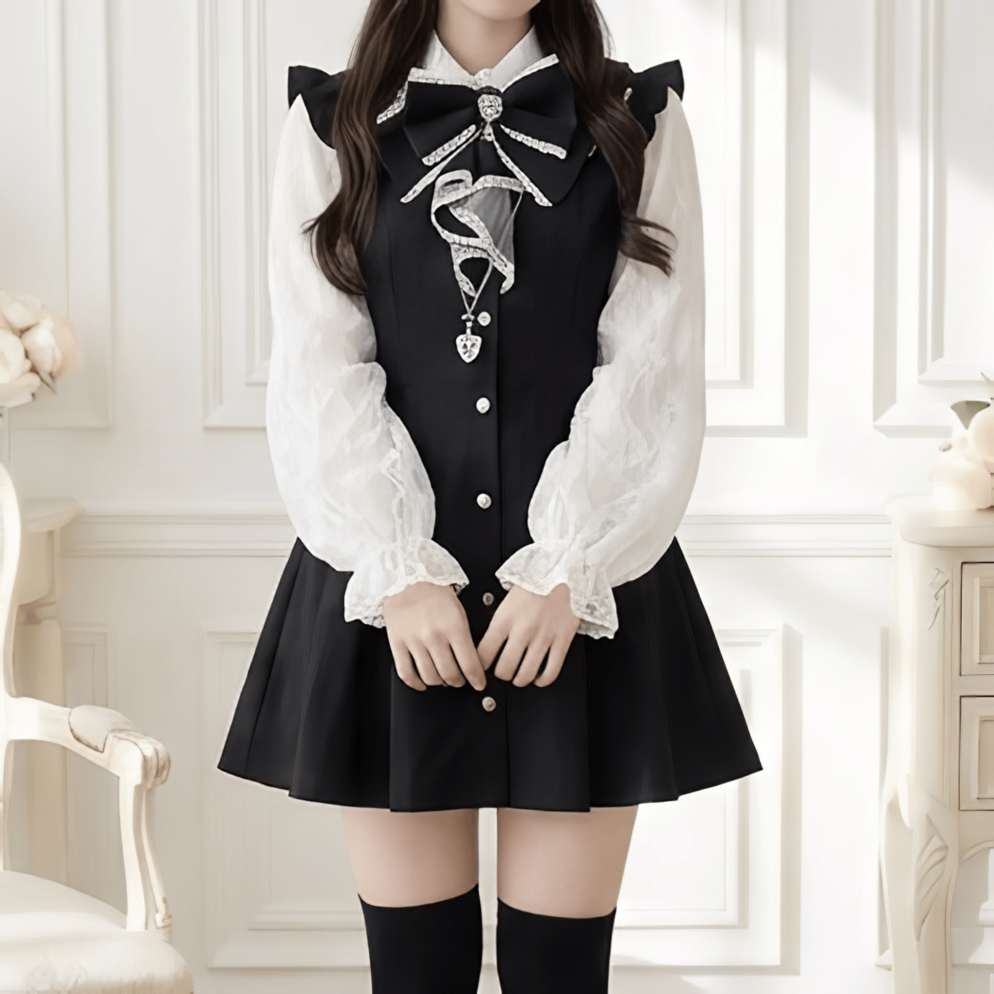 ドールカラーレースセットアップ◇セットアップ 地雷系 S、M、L、XL