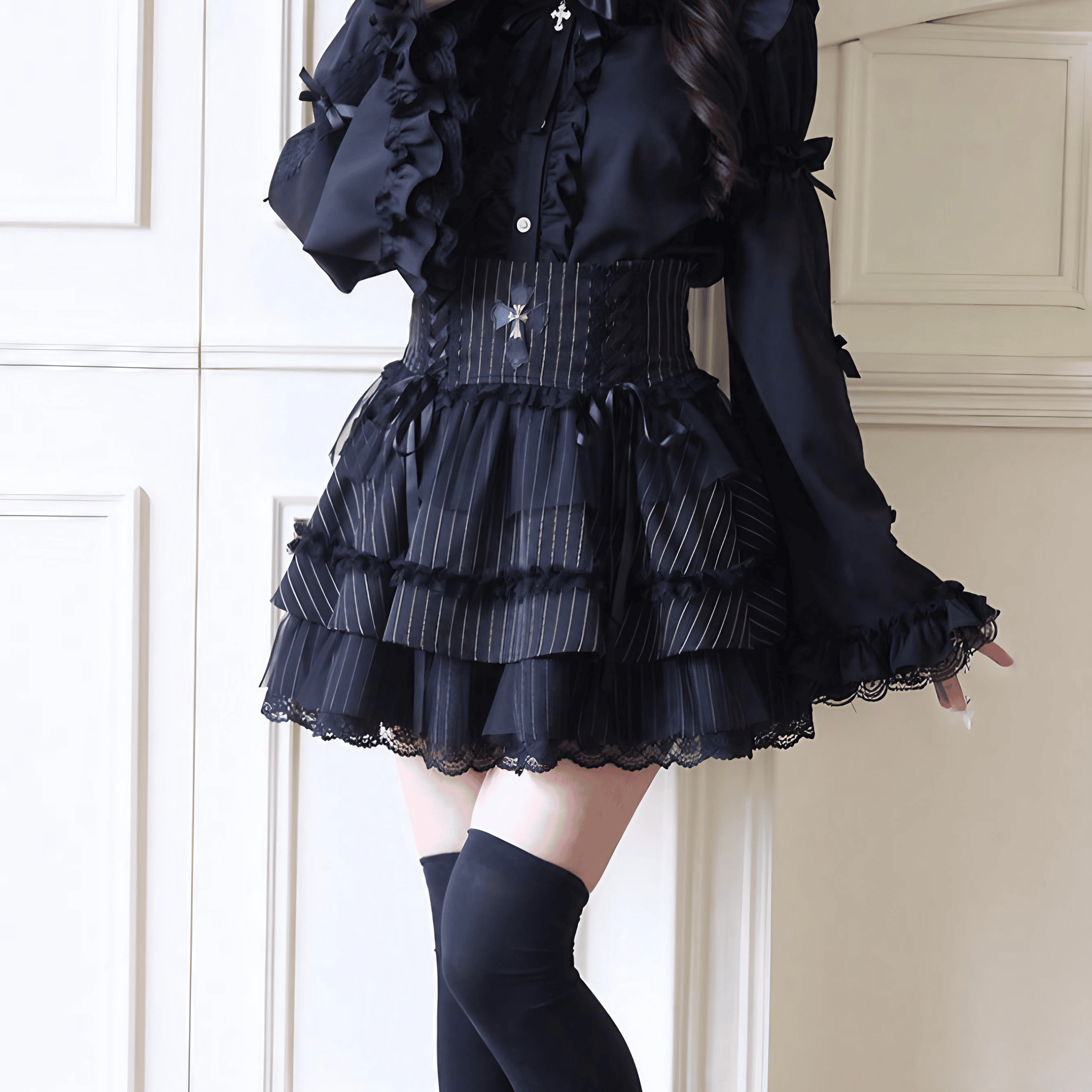 フリルレイヤードコルセットスカート◇ミニスカート 量産型 S、M、L