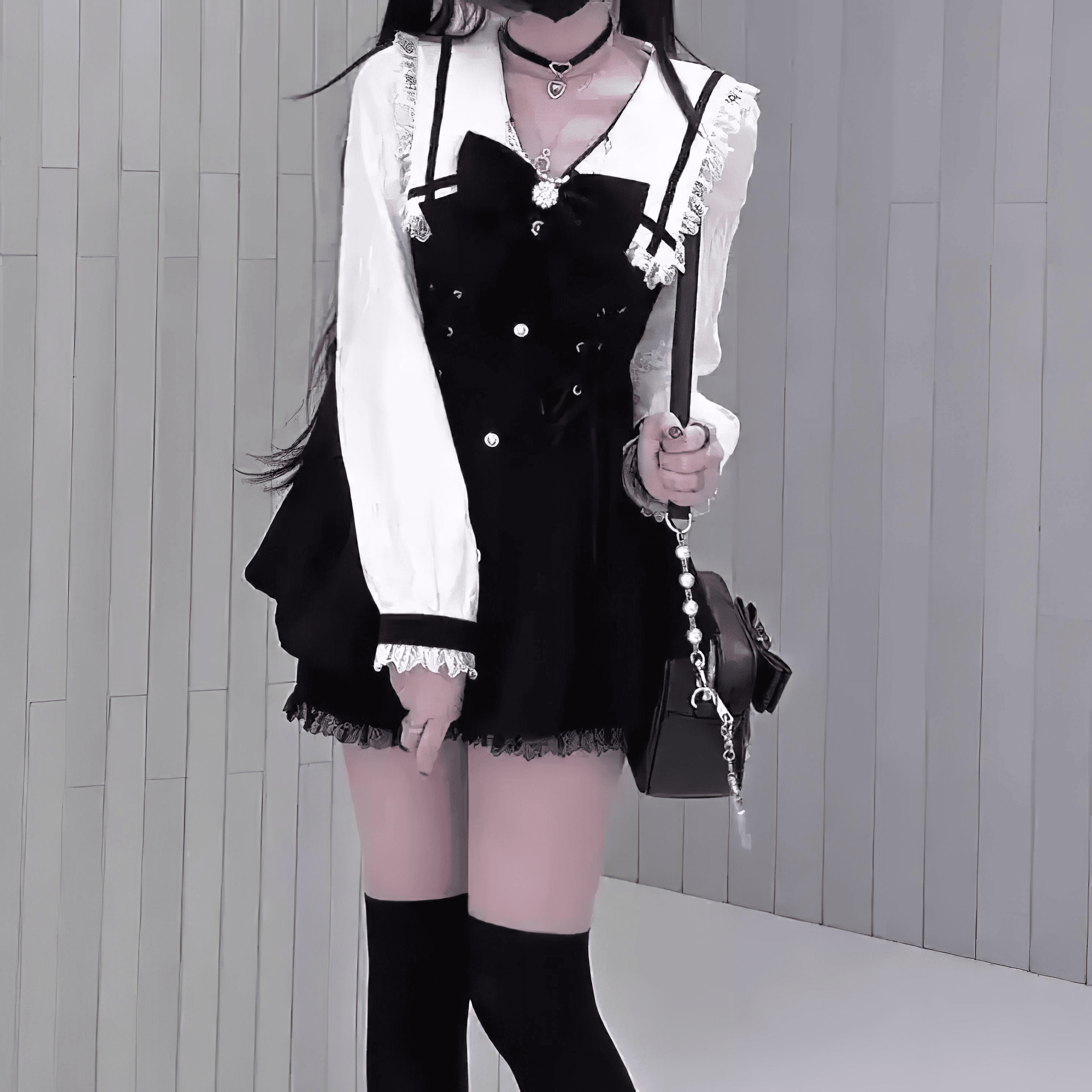【PinkRabbit】リボン&レースクラシカルガーリーセットアップ◆セットアップ 地雷系 S、M、L、XL、XXL、XXXL