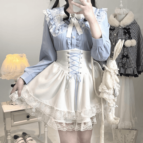 Frill-Collar Chiffon Blouse◆Blouse jirai-kei one size