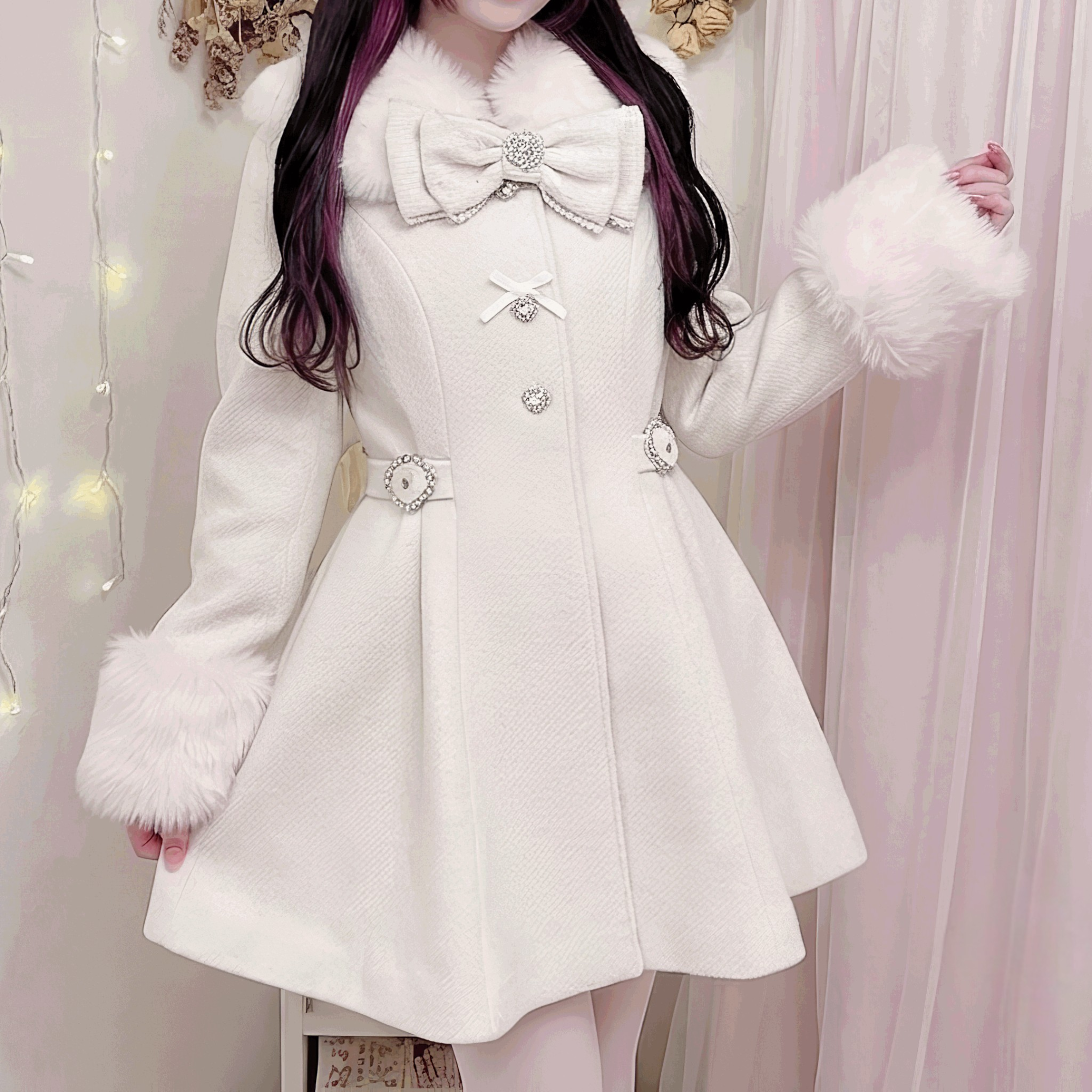 VirtualParadise】ファーカラー×フレアシルエットコート◇コート 量産