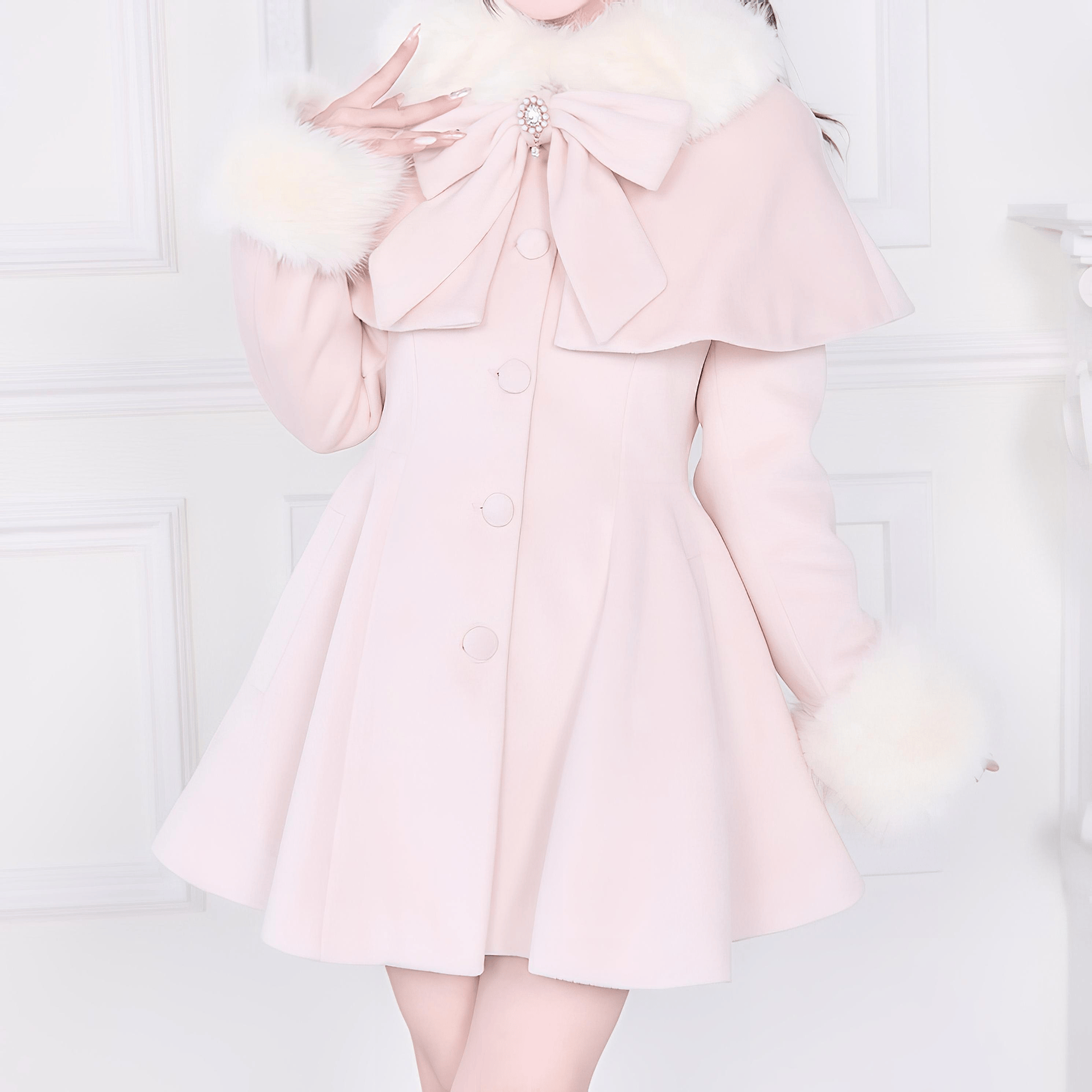 NoGenki】リボン＆ファーケープコート◇コート 量産型 S、M – CIELOHUK