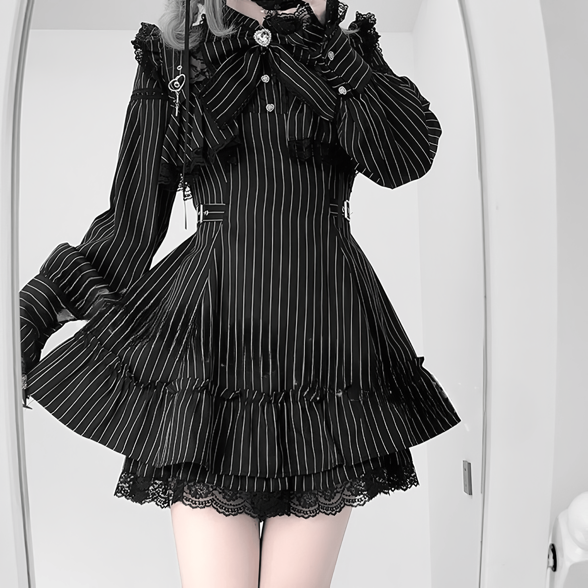 【AngelShare】レースアクセントデザインセットワンピース◆ワンピース 地雷系 M、L、XL、XXL