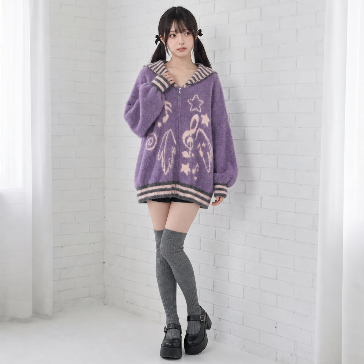 【CatWish】セーラーカラージップアップカーディガン◆カーディガン サブカル系 S、M