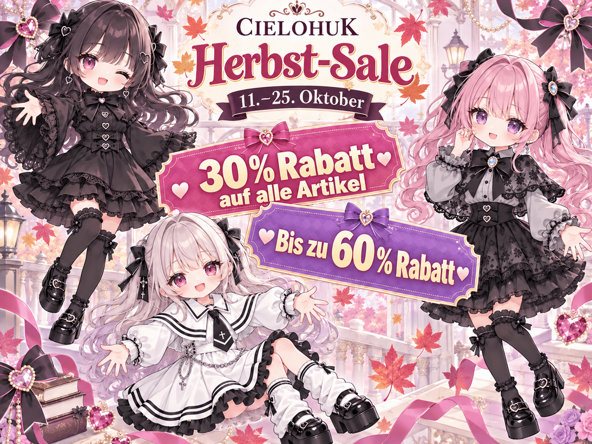 Herbst-Sale — 11.–25. Oktober — 30 % Rabatt auf alle Artikel — Bis zu 60 % Rabatt
