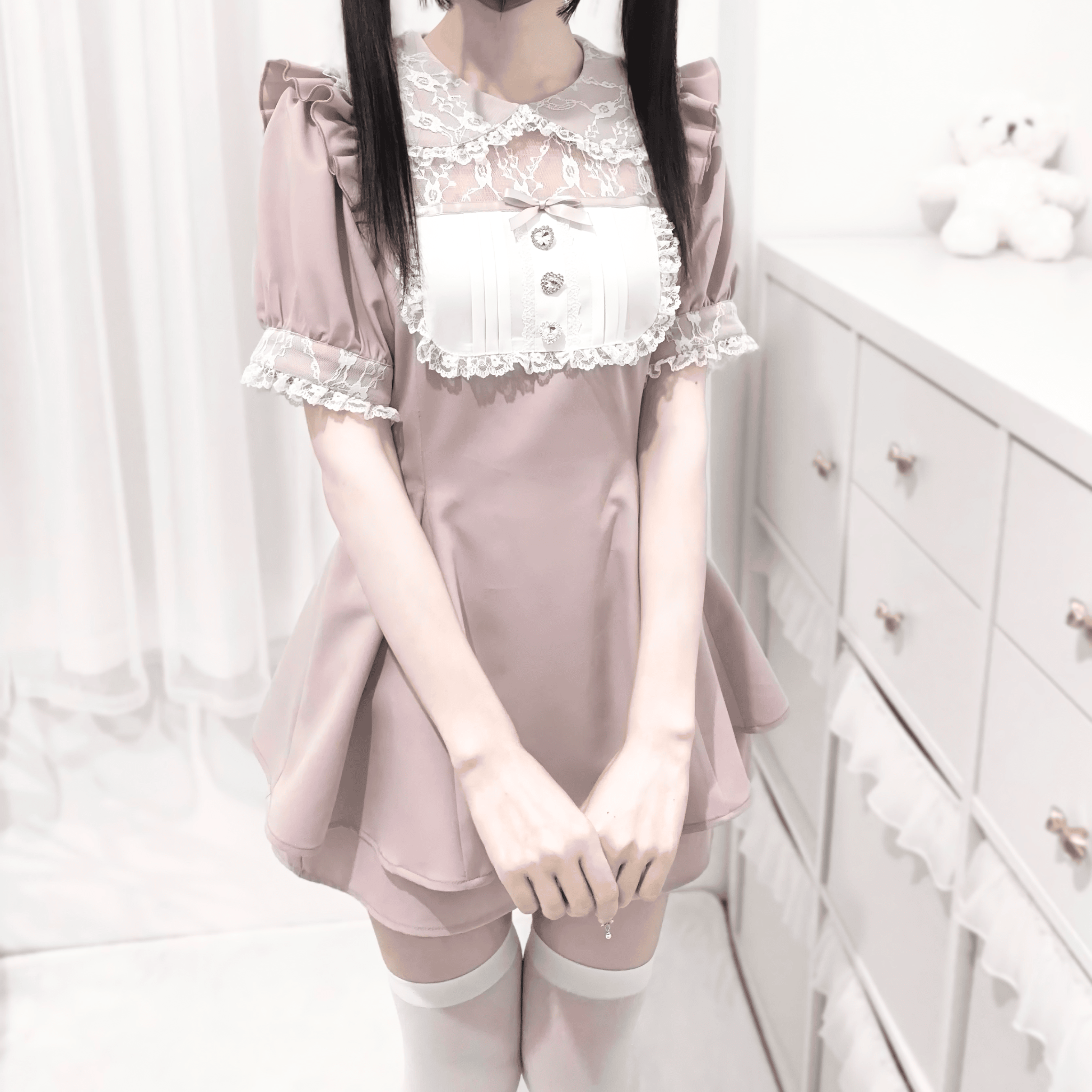 【nekura】セーラーカラー風レース×フリルセットアップ◆セットアップ 量産型 M、L