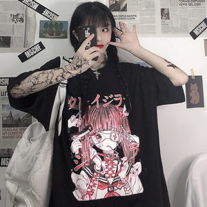 イラストプリントルーズTシャツジラver◆トップス　Tシャツ　M、L、XL、XXL