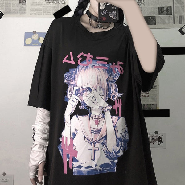 イラストプリントTシャツみむver◆トップス　Tシャツ　M、L、XL、XXL