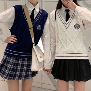 シャツ+スカート+ネクタイ+ベスト4点セット(4)◆セットアップ　XS、S、M、L、XL、XXL