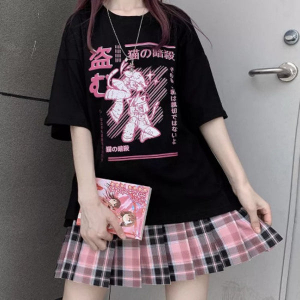 イラストプリントTシャツ猫の暗殺ver◆トップス　Tシャツ　M、L、XL、XXL、XXXL