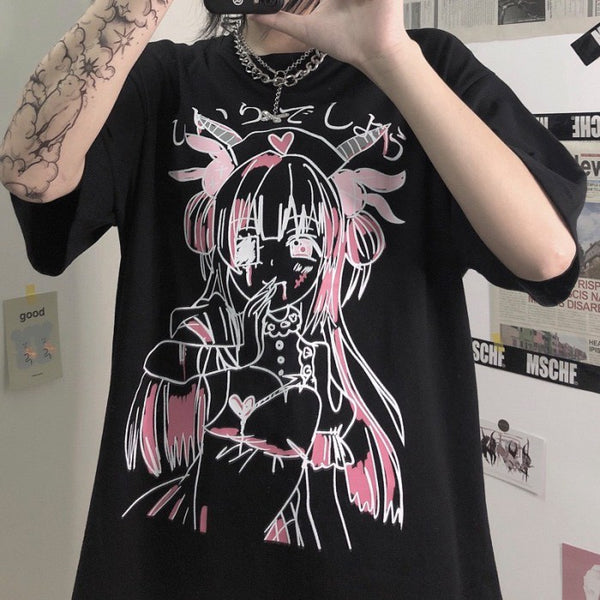 イラストプリントTシャツデビルナースver◆トップス　Tシャツ　S、M、L、XL、XXL