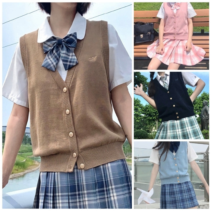 Vネック薄手ニットベスト[1]◇ベスト 学生服 S、M、L、XL – CIELOHUK