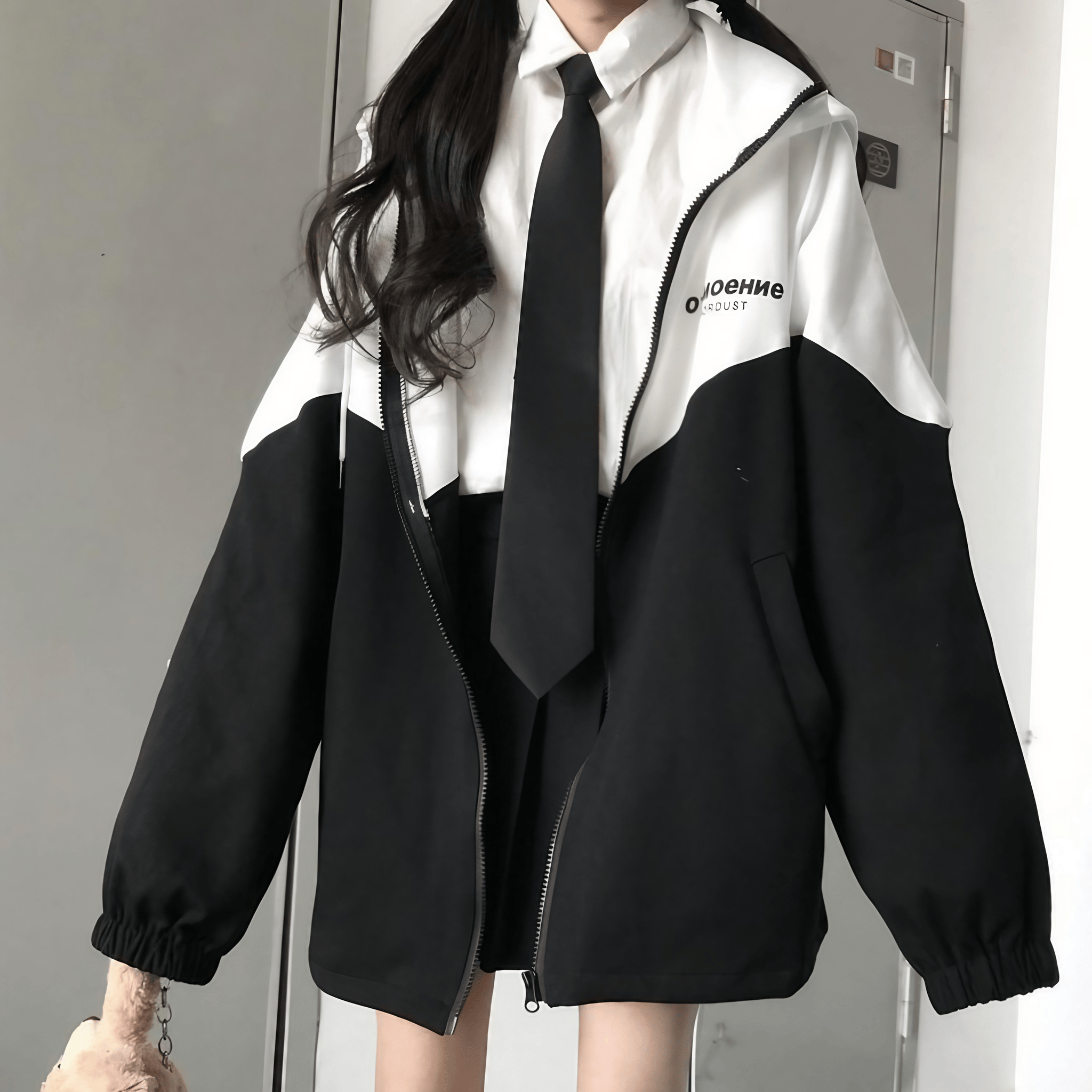 薄手コントラストカラールーズパーカー◆パーカー ガーリー系 S、M、L、XL、XXL