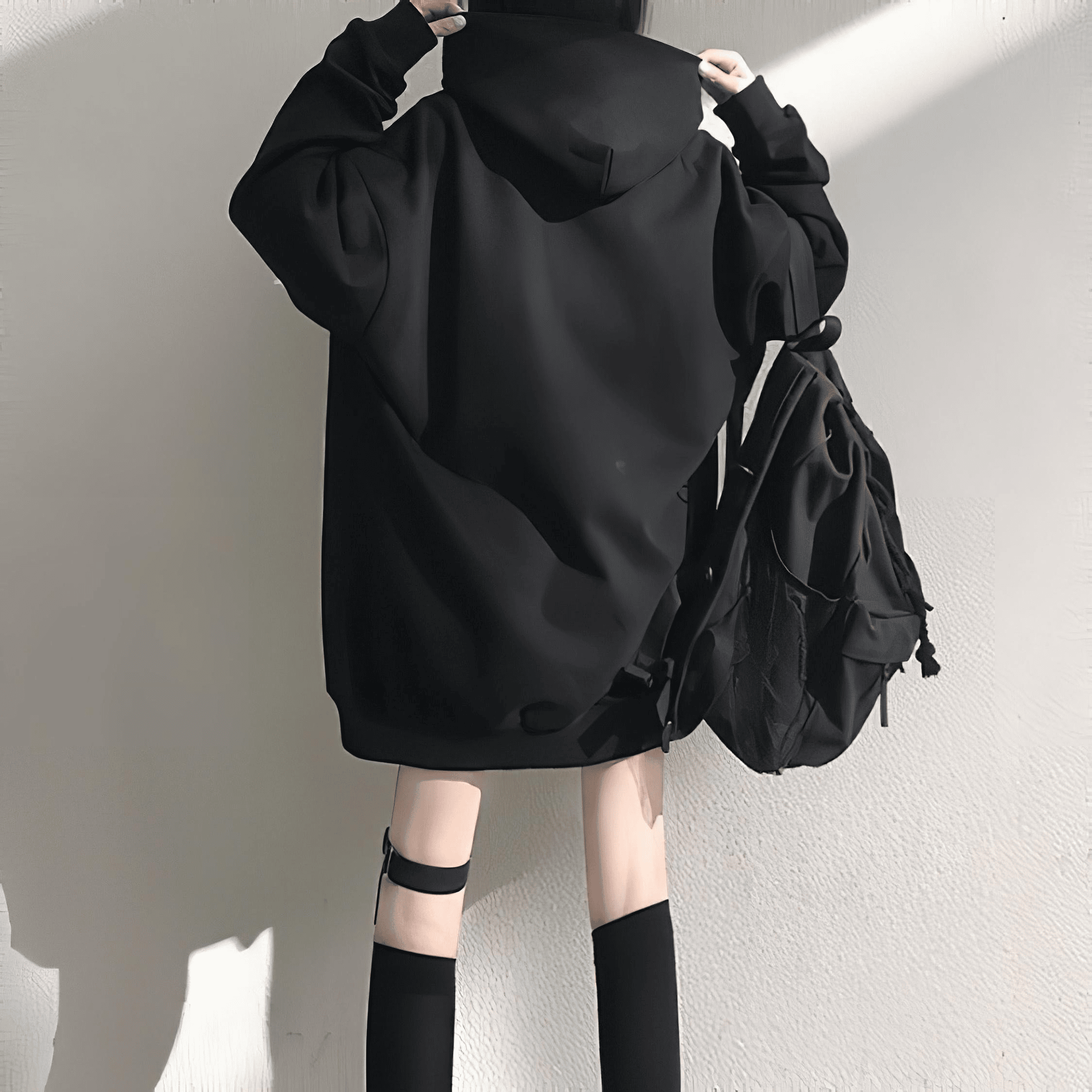 ショルダージップアップルーズパーカー◆パーカー ガーリー系 S、M、L