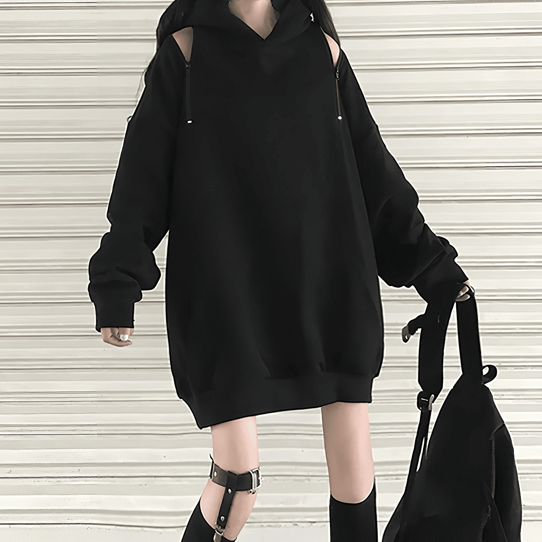 ショルダージップアップルーズパーカー◆パーカー ガーリー系 S、M、L