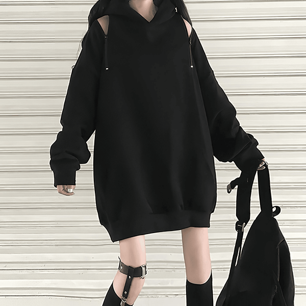 ショルダージップアップルーズパーカー◆パーカー ガーリー系 S、M、L