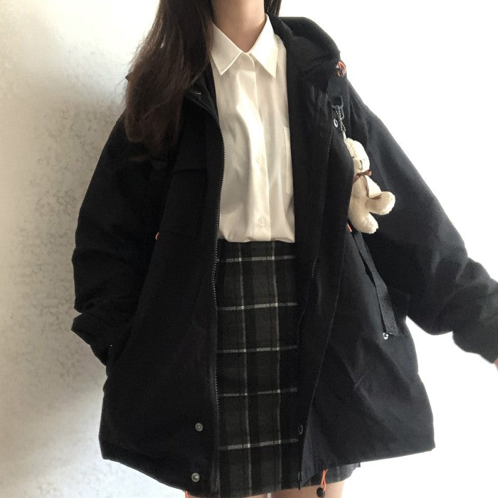 フード付ルーズウインドブレーカー◆コート 学生服 S、M、L、XL