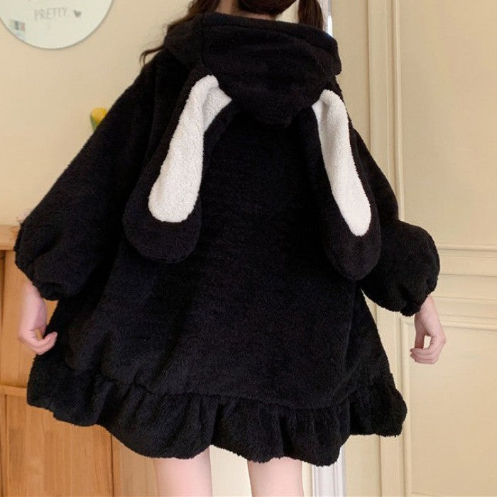 モコモコうさ耳厚手パーカー◆パーカー ガーリー系 S、M、L、XL、XXL