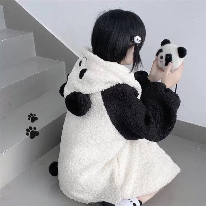 モコモコパンダ厚手パーカー◆パーカー ガーリー系 S、M、L、XL、XXL